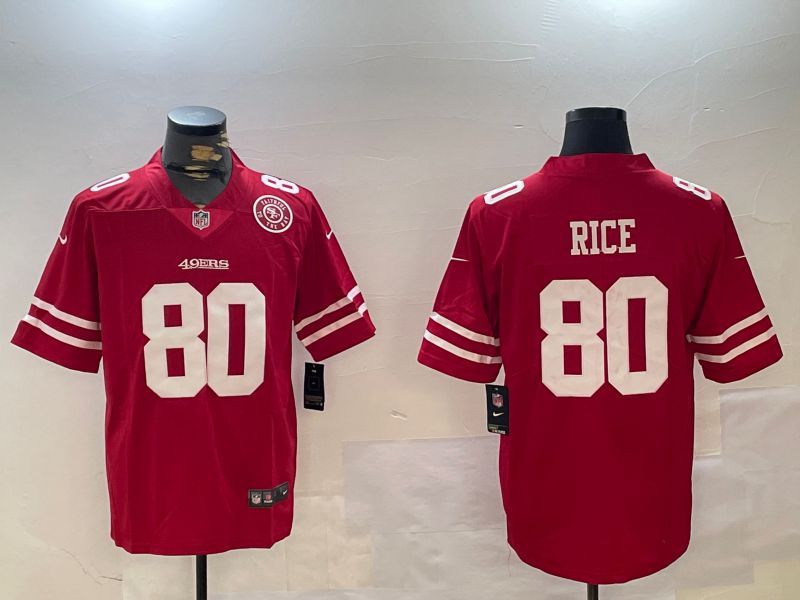 Men San Francisco 49ers #80 Rice Red Second generations 2024 Nike Limited NFL Jersey style 3->->